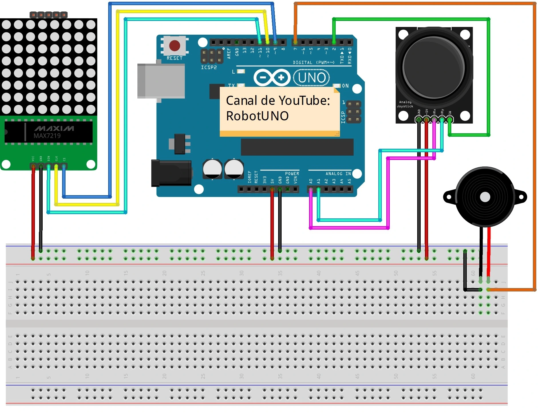 esquema conexiones arduino snake game juego serpiente