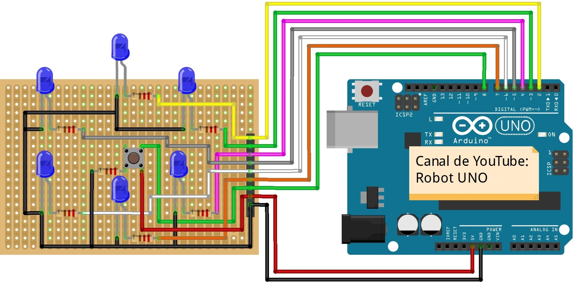 Proyecto "Ruleta led aleatoria con Arduino" 8 esquema ruleta leds proyecto arduino